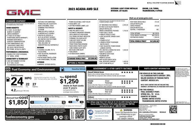 2023 GMC Acadia AWD SLE Driver Convenience Package Brand New Tires - 22885038 - 6