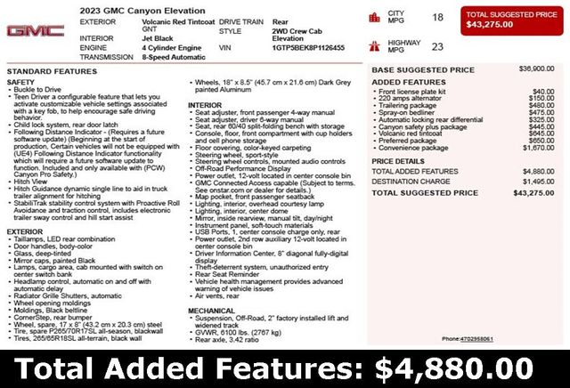 2023 GMC Canyon 2WD Crew Cab Elevation - 22975454 - 2