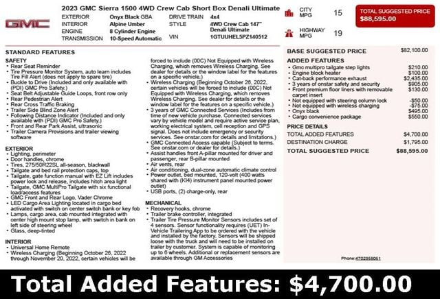 2023 GMC Sierra 1500 4WD Crew Cab 147" Denali Ultimate - 22883118 - 2