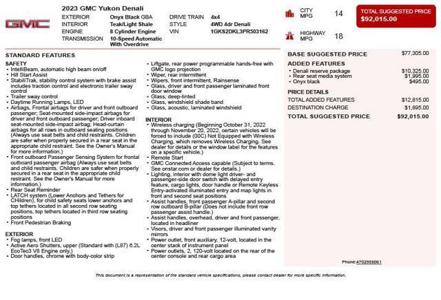 2023 GMC Yukon 4WD 4dr Denali - 23011474 - 2