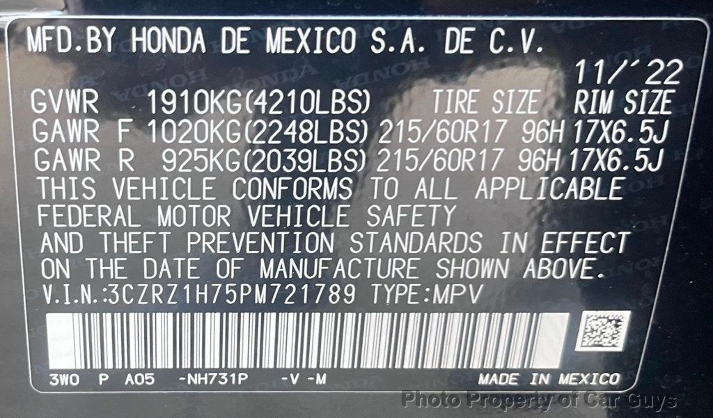 2023 Honda HR-V EX-L 2WD Balance of Factory warranty  - 21996036 - 55