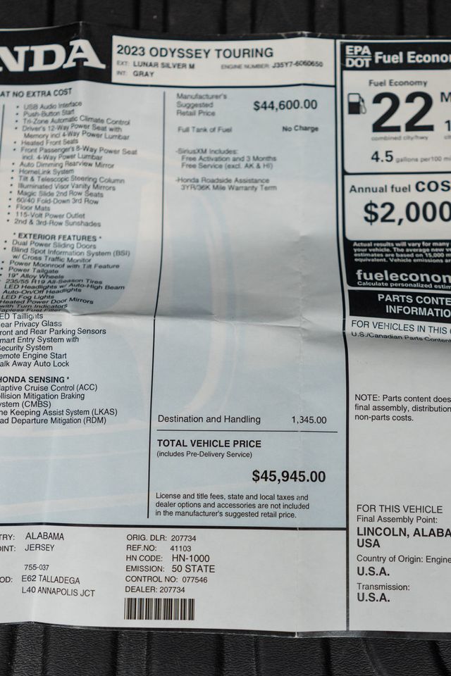 2023 Honda Odyssey Touring Automatic - 23097272 - 52
