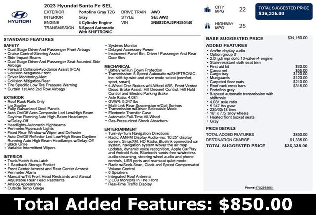 2023 Hyundai Santa Fe SEL AWD - 22951092 - 2