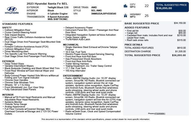 2023 Hyundai Santa Fe SEL AWD - 23069496 - 2