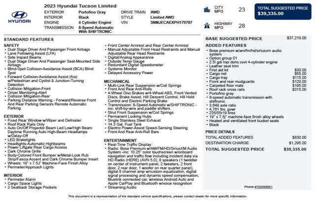2023 Hyundai Tucson Limited AWD - 22994199 - 2