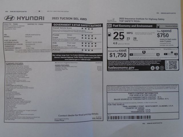 2023 Hyundai Tucson SEL AWD - 22928102 - 45