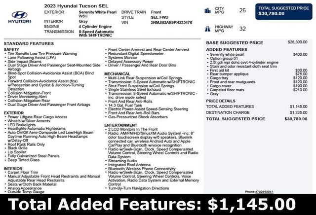 2023 Hyundai Tucson SEL FWD - 22979950 - 2