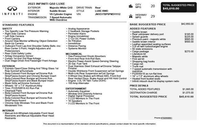 2023 INFINITI Q50 LUXE RWD - 23010233 - 2