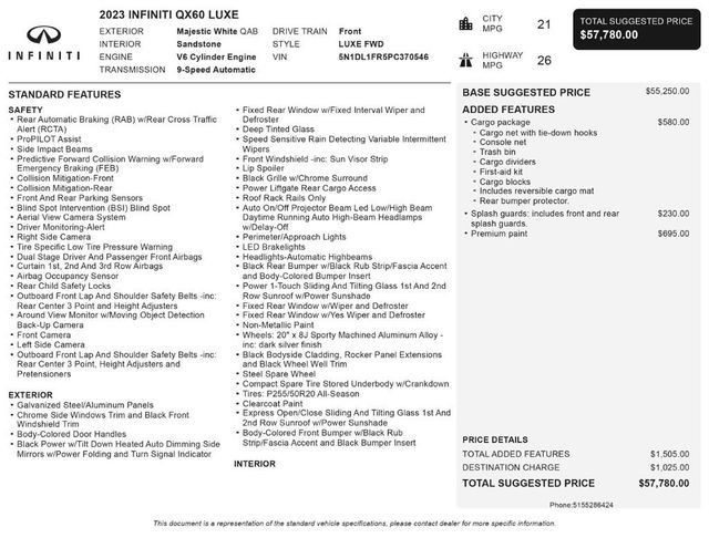 2023 INFINITI QX60 LUXE FWD - 23078674 - 2