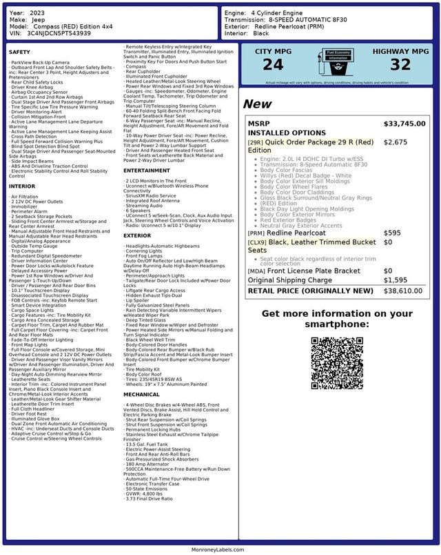 2023 Jeep Compass (RED) Edition 4x4 - 22943569 - 36