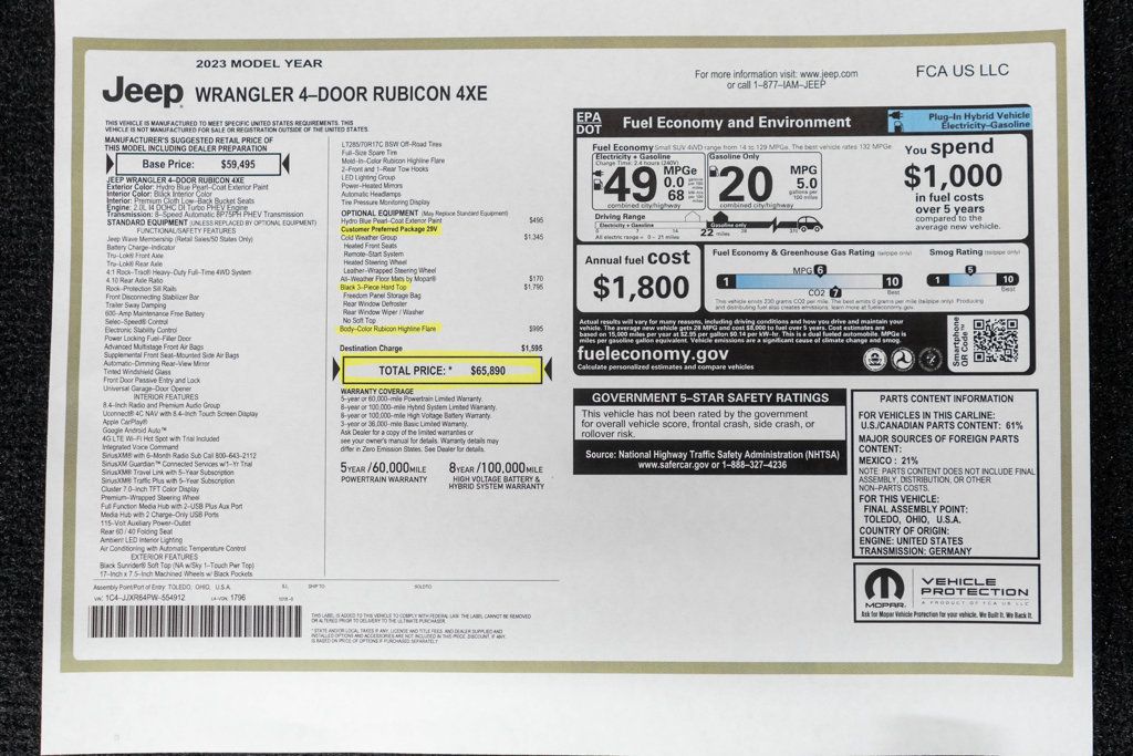 2023 Jeep Wrangler 4xe Rubicon 4x4 - 23003744 - 43