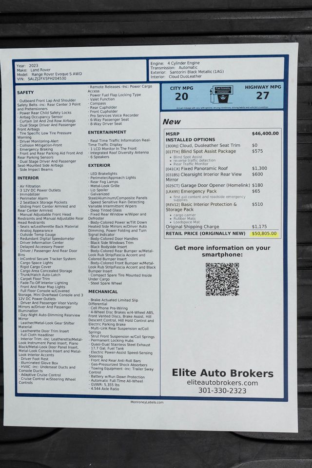 2023 Land Rover Range Rover Evoque S AWD - 23009205 - 51