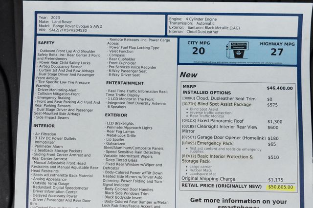 2023 Land Rover Range Rover Evoque S AWD - 23009205 - 52