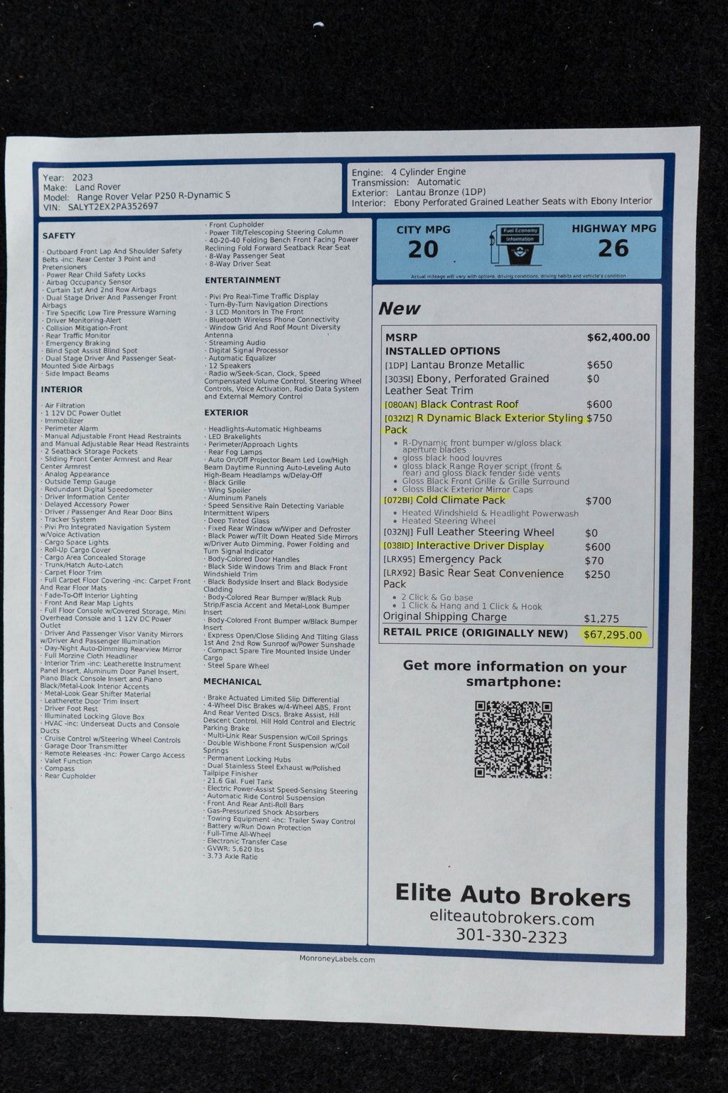 2023 Land Rover Range Rover Velar P250 R-Dynamic S - 23037152 - 45