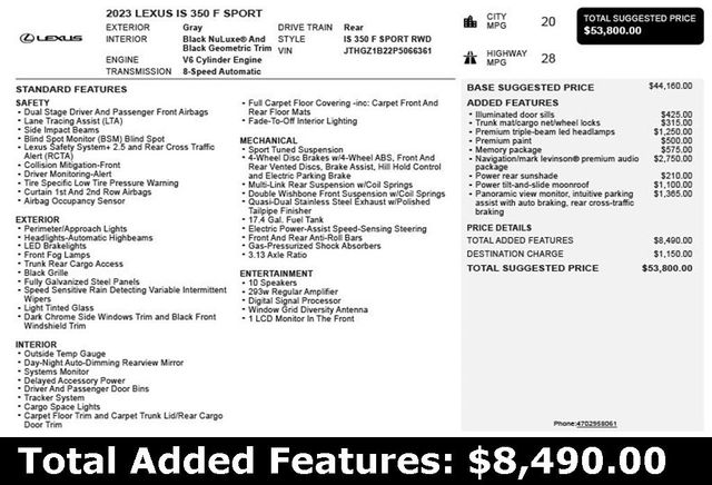 2023 Lexus IS IS 350 F SPORT RWD - 22972834 - 2