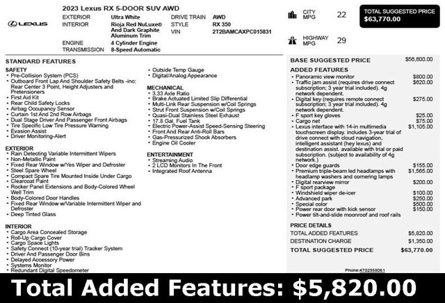 2023 Lexus RX RX 350 F SPORT Handling AWD - 22883695 - 2