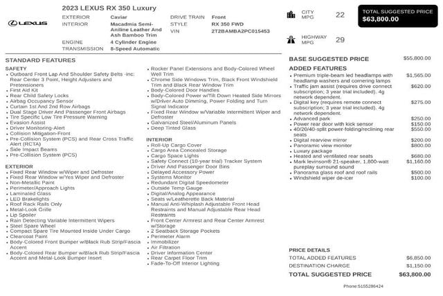 2023 Lexus RX RX 350 Luxury FWD - 23080392 - 2