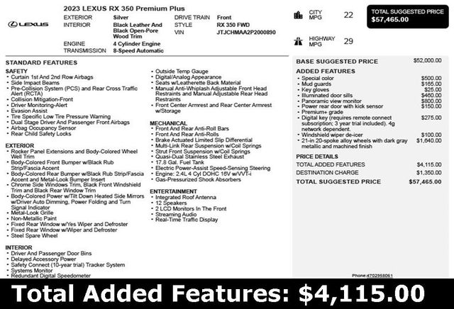 2023 Lexus RX RX 350 Premium Plus FWD - 22981447 - 2