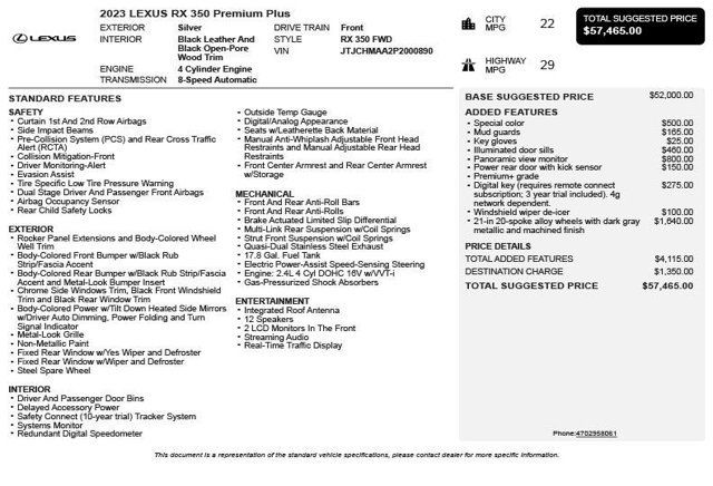2023 Lexus RX RX 350 Premium Plus FWD - 23051332 - 2