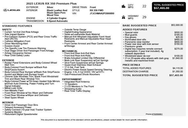 2023 Lexus RX RX 350 Premium Plus FWD - 23057046 - 2