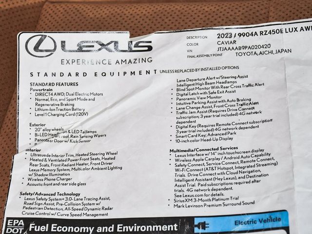 2023 Lexus RZ 450e Luxury - 22964488 - 66