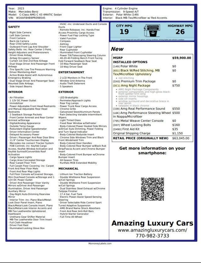 2023 Mercedes-Benz C-Class AMG C 43 4MATIC Sedan - 23068754 - 21
