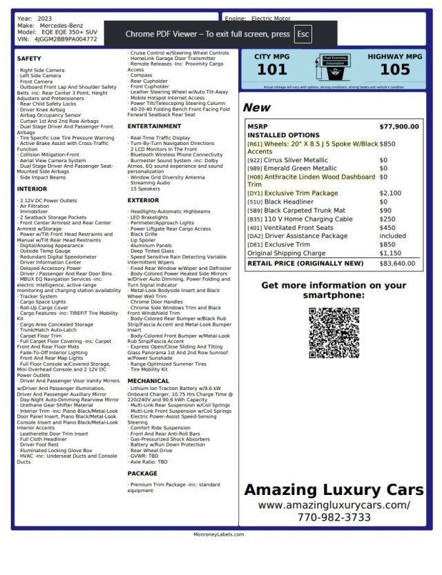 2023 Mercedes-Benz EQE EQE 350+ SUV - 23048938 - 23