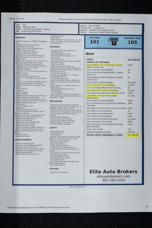 2023 Mercedes-Benz EQE EQE 500 4MATIC+ Sedan - 23065634 - 54