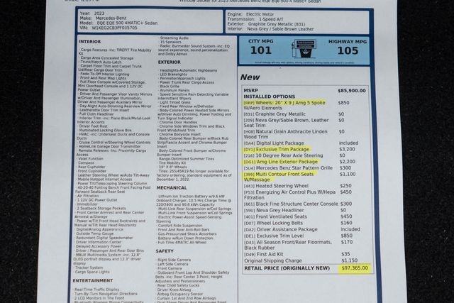 2023 Mercedes-Benz EQE EQE 500 4MATIC+ Sedan - 23065634 - 55