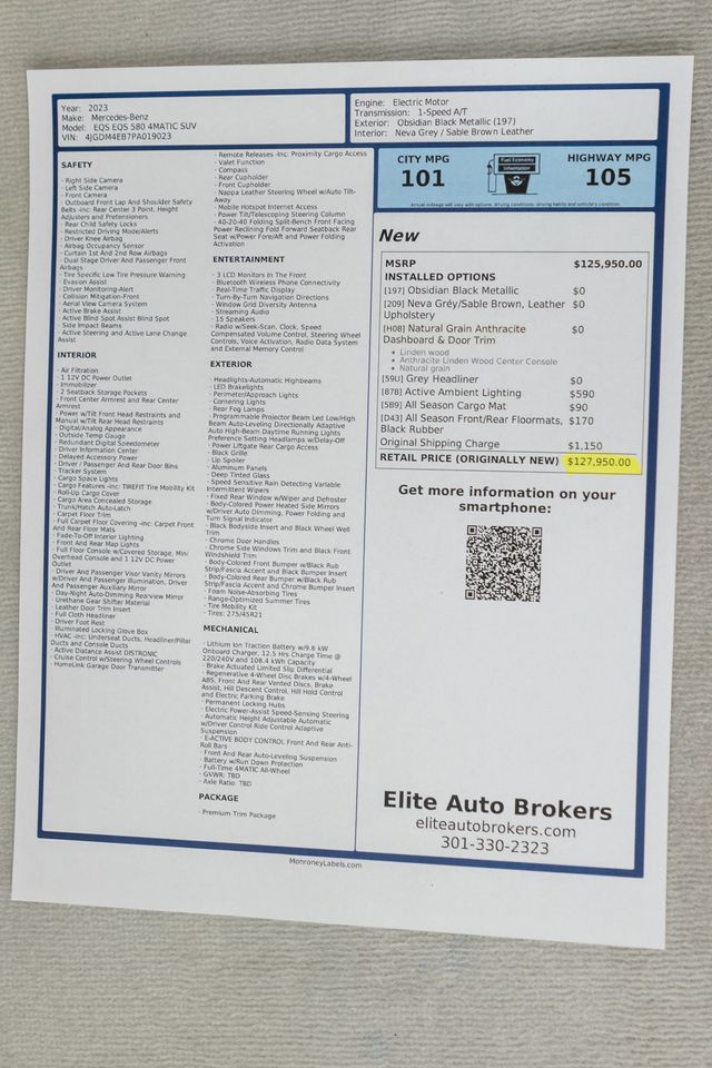 2023 Mercedes-Benz EQS EQS 580 4MATIC SUV - 23003747 - 58