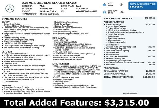 2023 Mercedes-Benz GLA GLA 250 SUV - 22942492 - 2