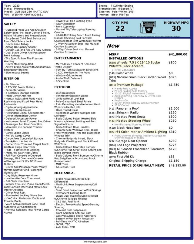 2023 Mercedes-Benz GLB GLB 250 4MATIC SUV - 22975059 - 38