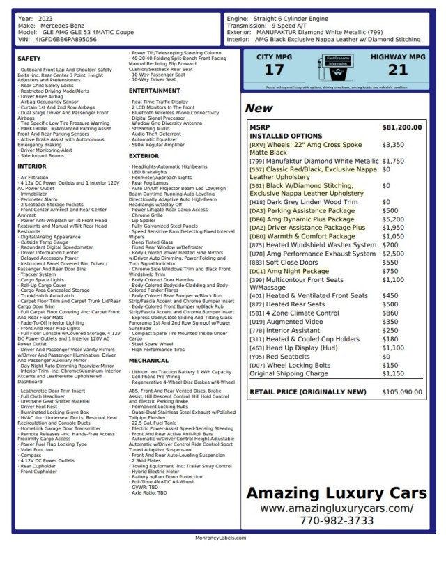 2023 Mercedes-Benz GLE AMG GLE 53 4MATIC Coupe - 23063705 - 23