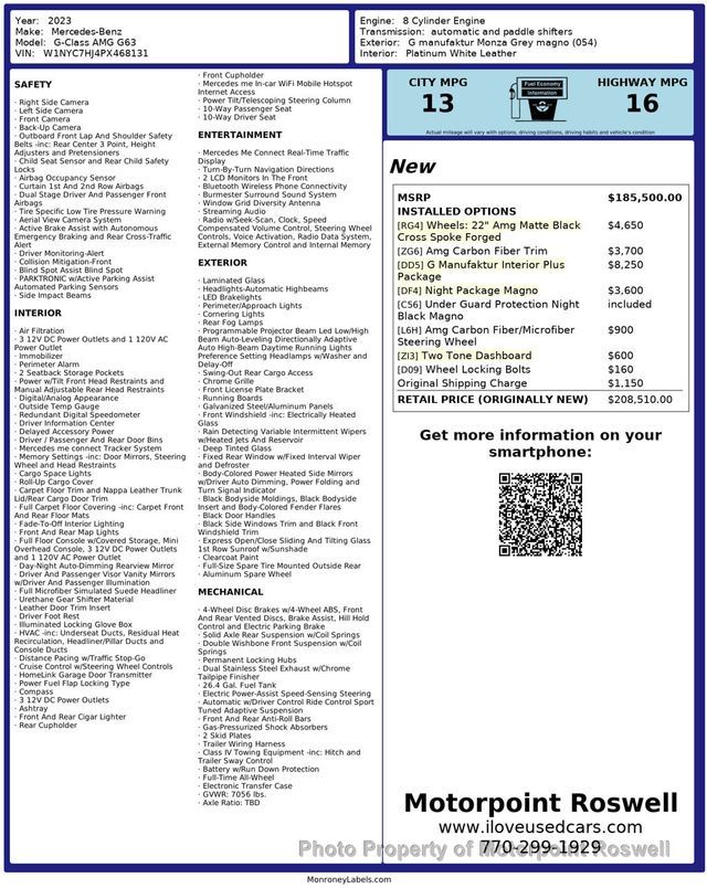 2023 Mercedes-Benz G-Class AMG G 63 4MATIC SUV - 22134111 - 48