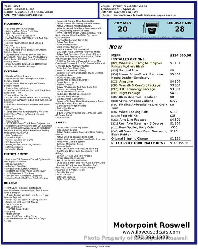 2023 Mercedes-Benz S-Class S 500 4MATIC Sedan - 22971269 - 4