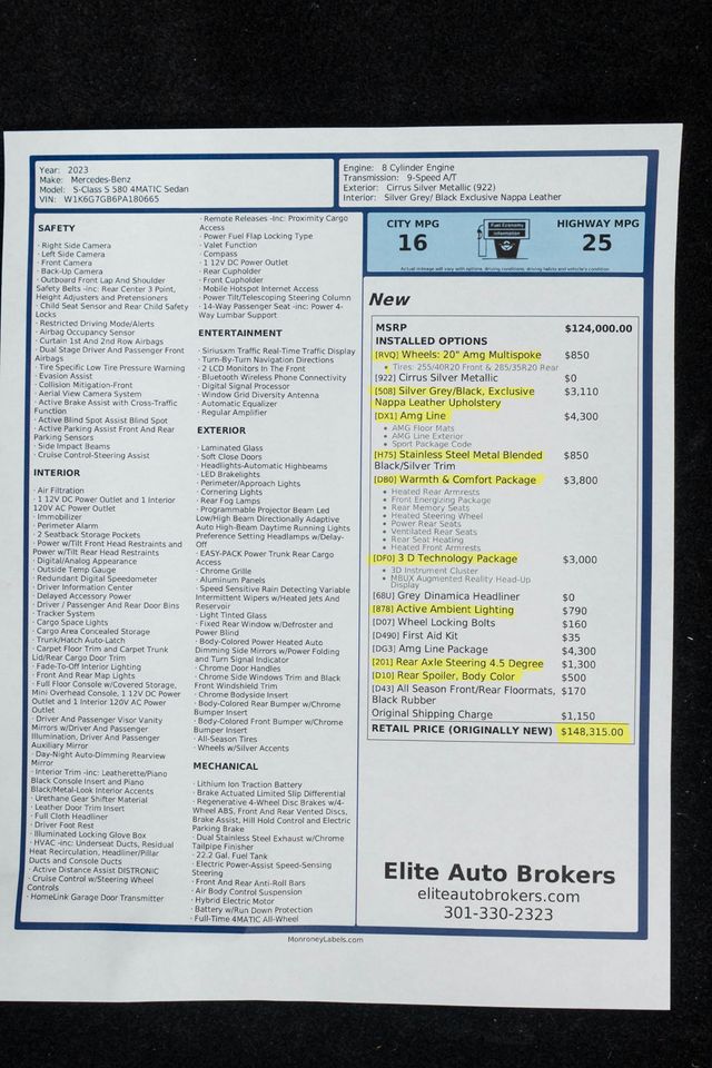 2023 Mercedes-Benz S-Class S 580 4MATIC Sedan - 23006853 - 61