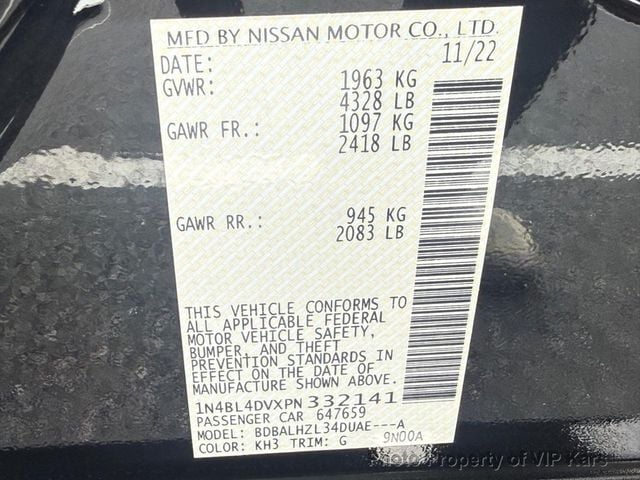 2023 Nissan Altima 2.5 SV Sedan - 22963315 - 19