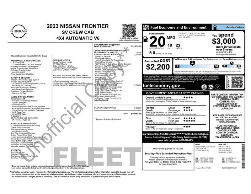 2023 Nissan Frontier SV - 22936301 - 5