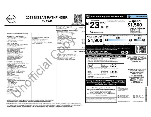 2023 Nissan Pathfinder SV 2WD - 22955974 - 5