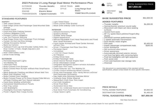 2023 Polestar 2 Long Range Dual Motor Performance Plus - 23078652 - 2