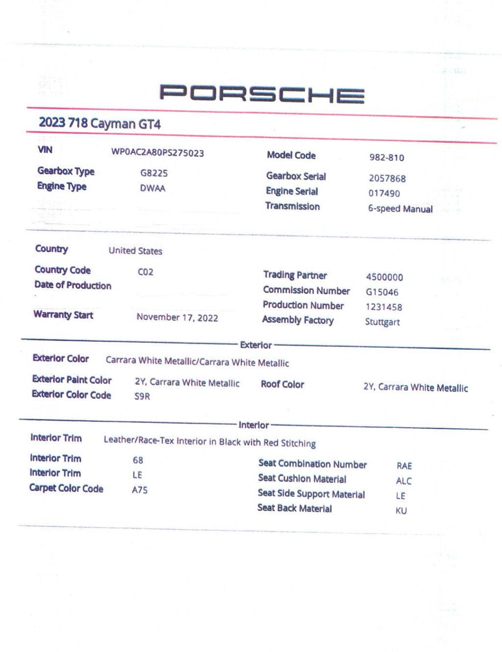 2023 Porsche 718 GT4 MANUAL CARRERA WHITE...4,855 Miles...Rare 6sp Manual  - 22961363 - 1