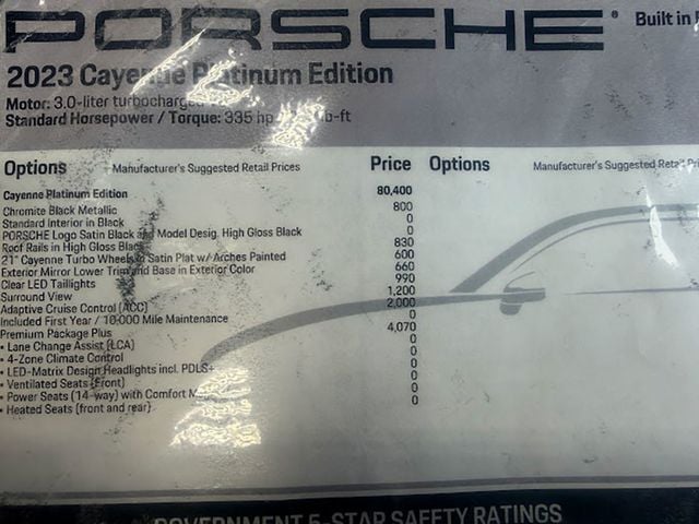 2023 Porsche Cayenne CLEAN CARFAX, 1 OWNER, AWD, PLATINUM EDITION, PREMIUM PKG PLUS - 23032857 - 15