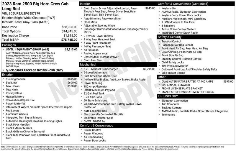 2023 Ram 2500 Big Horn 4x4 Crew Cab 8' Box - 22964337 - 5