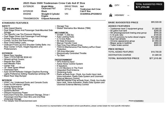 2023 Ram 3500 Tradesman - 23073228 - 2
