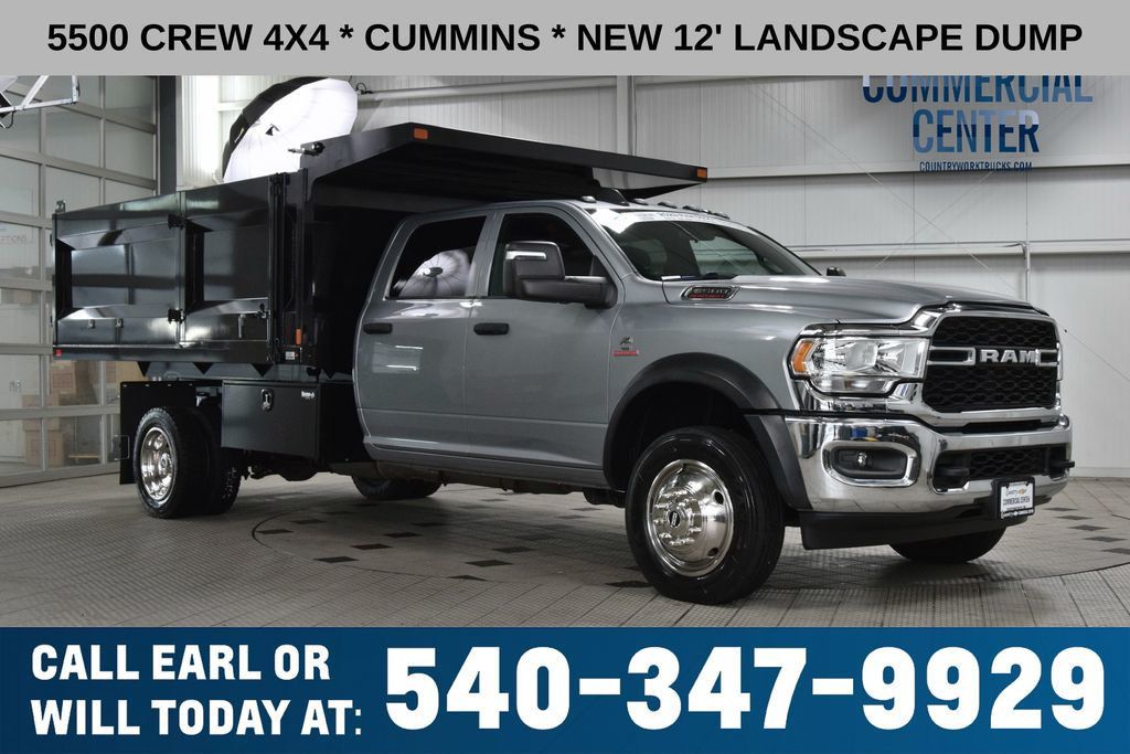 2023 Ram 5500 Chassis Cab 5500 CREW 4X4 * CUMMINS * NEW 12' LANDSCAPE DUMP   - 23018315 | Video 1