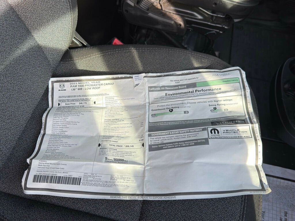 2023 Ram ProMaster Cargo Van 1500 Low Roof 136" WB - 22958803 - 23