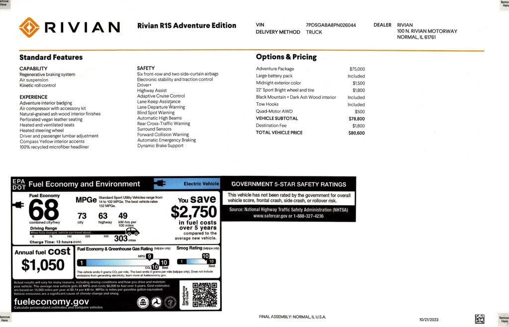 2023 Rivian R1S Adventure Quad-Motor Large Pack - 22938169 - 2