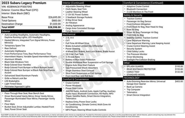 2023 Subaru Legacy Premium CVT - 22993575 - 5