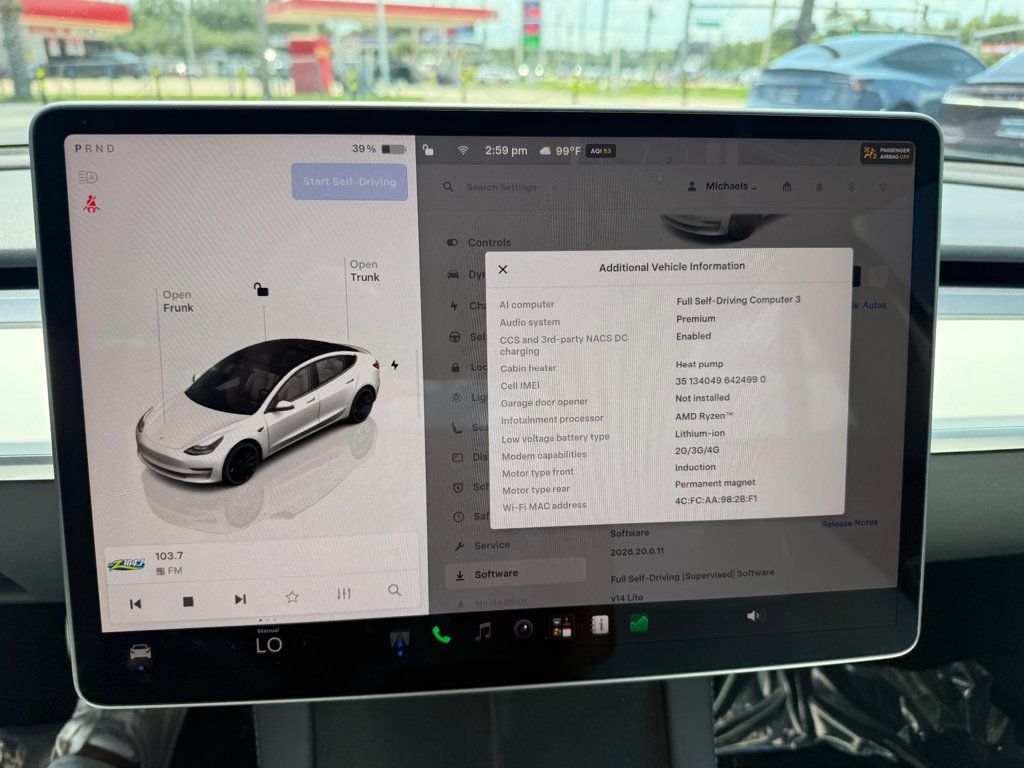 2023 Tesla Model 3 **MODEL 3 PERFORMANCE AWD**WHITE ON WHITE** - 23065461 - 14