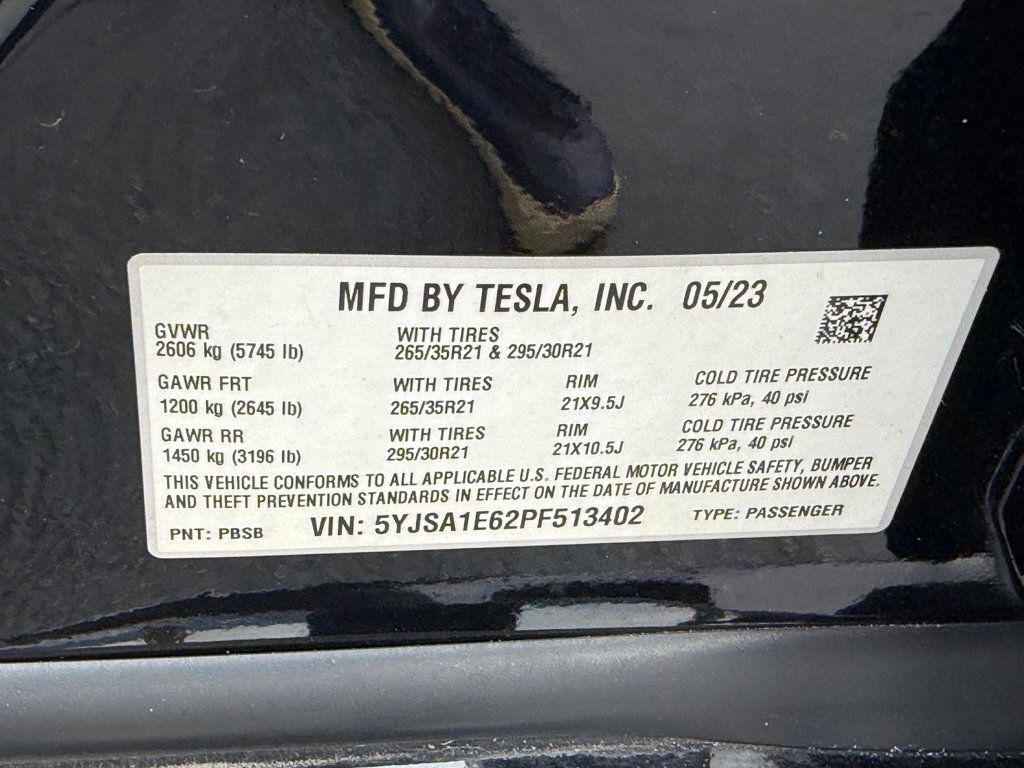 2023 Tesla Model S **MODEL S PLAID**COMPUTER 4**BLACK ON BLACK**21" OEM WHEELS** - 23018474 - 42
